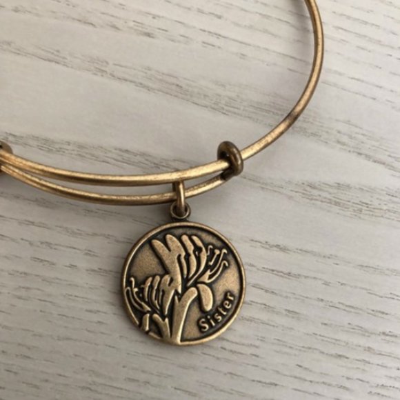 Alex and Ani Antique Gold Sister Charm Bangle Bracelet - Picture 4 of 4